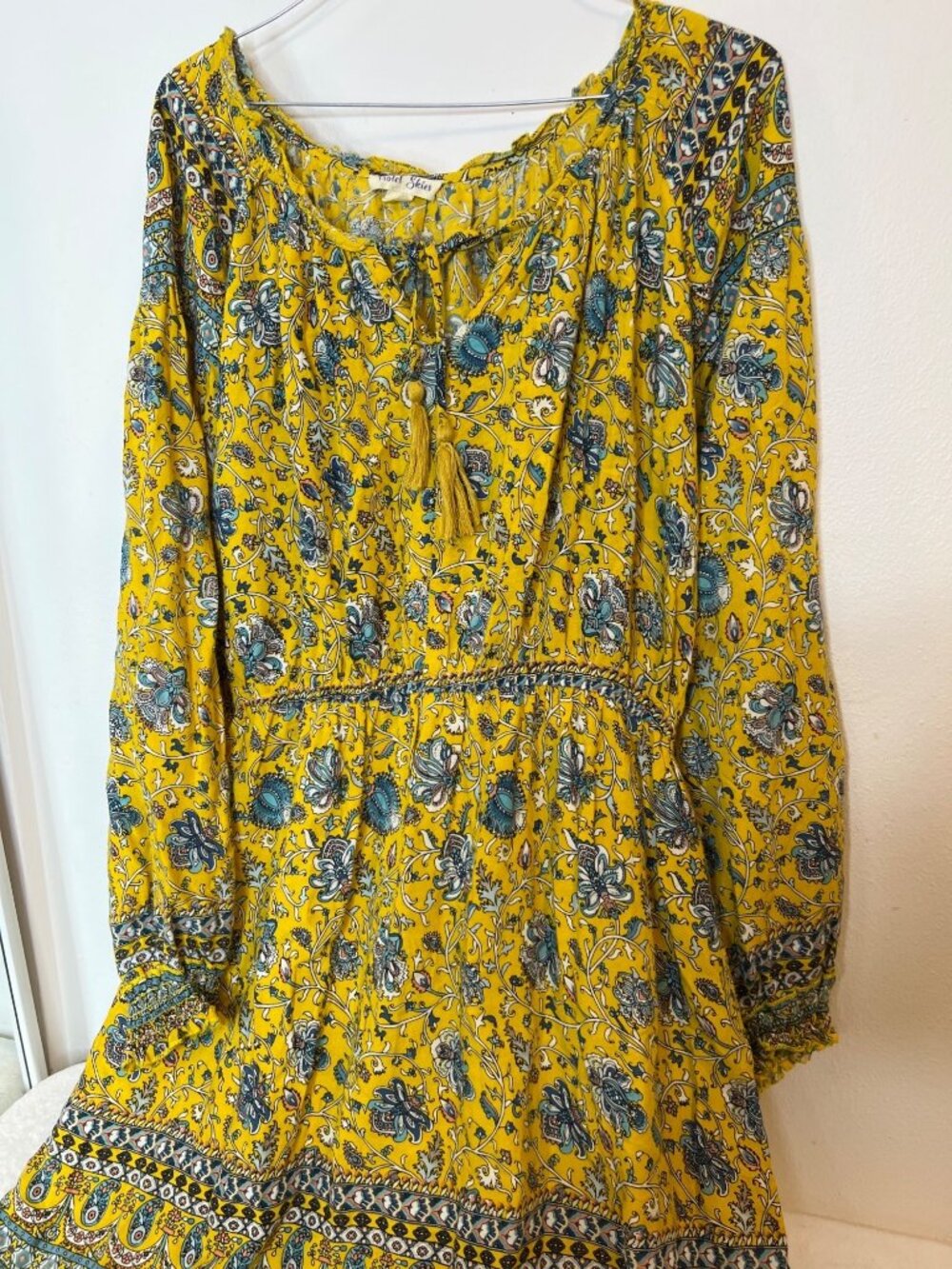 Violet Skies XL Boho Max Dress Tassels Golden Meadow Vacation Resort Flowy - Picture 5 of 8